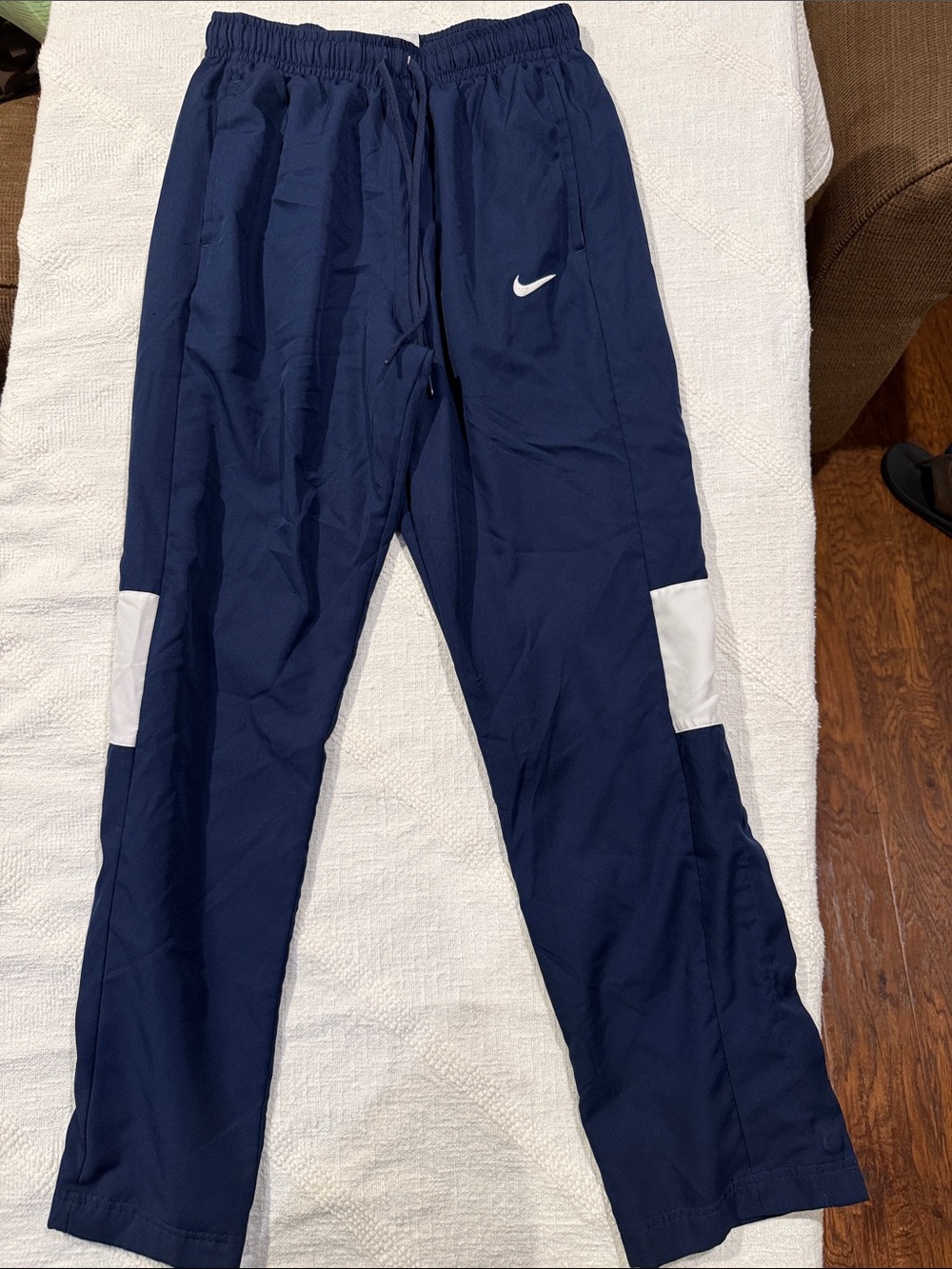 Nike Navy and White Athletic Track Pants